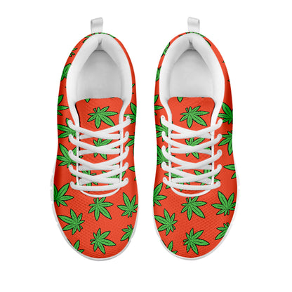 Hemp Leaf Pattern Print White Sneakers
