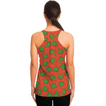 Hemp Leaf Pattern Print Women's Racerback Tank Top