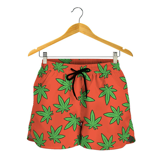 Hemp Leaf Pattern Print Women's Shorts