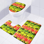 Hemp Leaf Reggae Pattern Print 3 Piece Bath Mat Set
