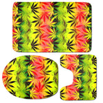 Hemp Leaf Reggae Pattern Print 3 Piece Bath Mat Set