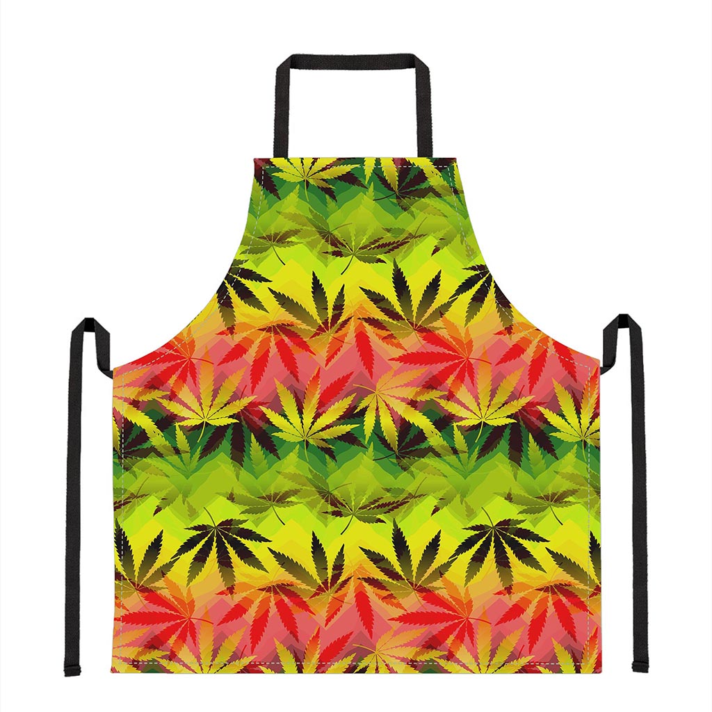 Hemp Leaf Reggae Pattern Print Apron