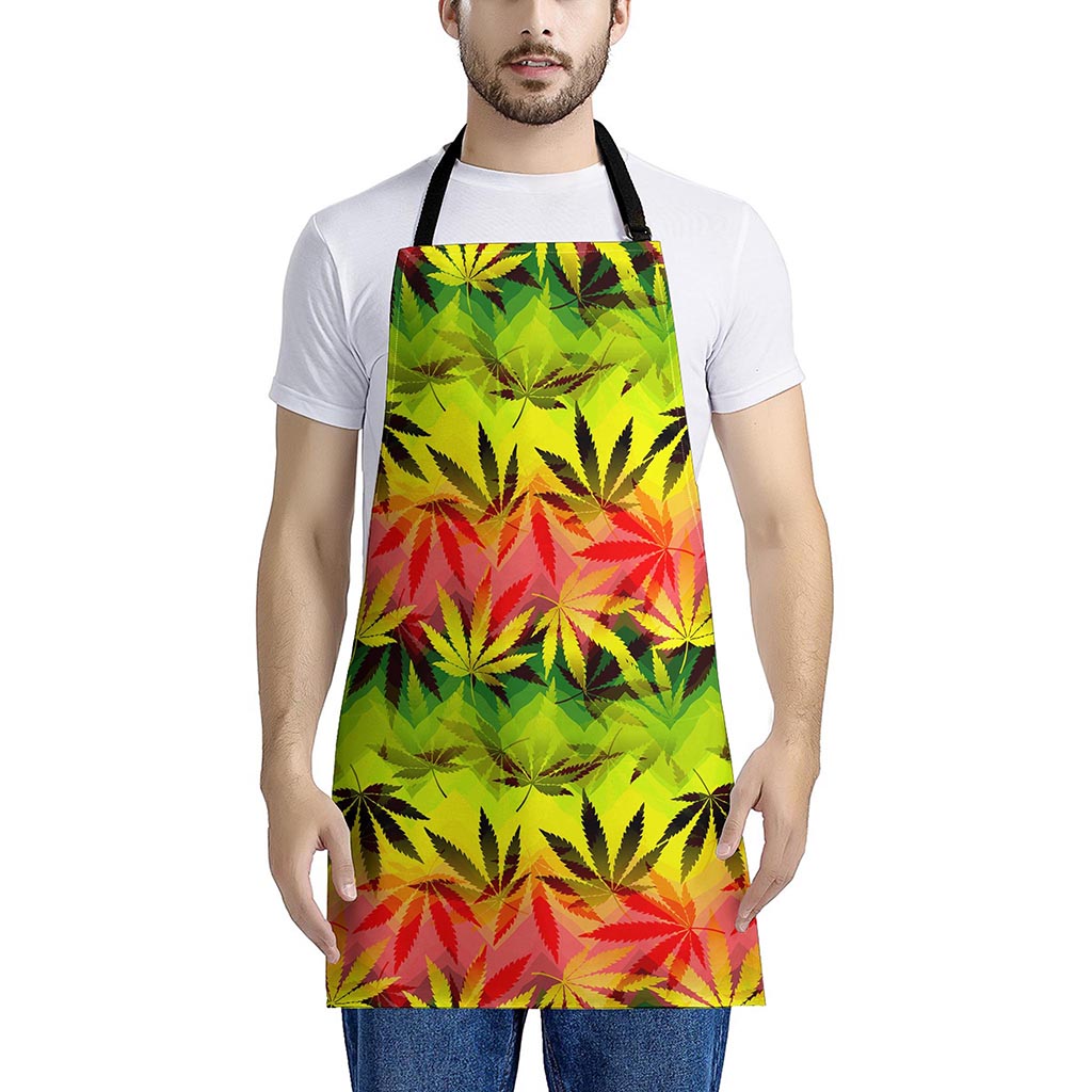 Hemp Leaf Reggae Pattern Print Apron