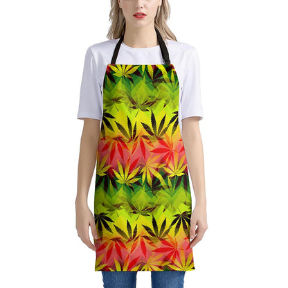 Hemp Leaf Reggae Pattern Print Apron