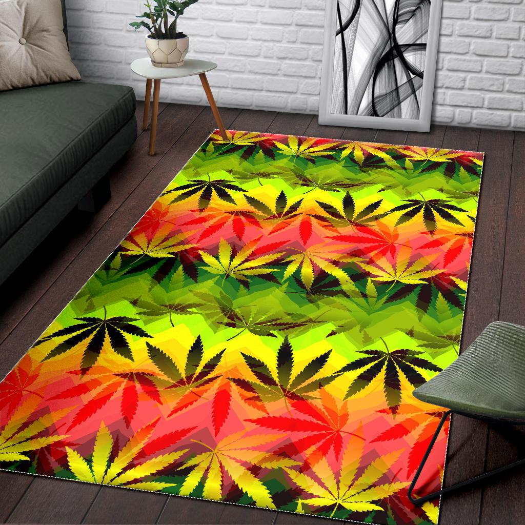 Hemp Leaf Reggae Pattern Print Area Rug GearFrost