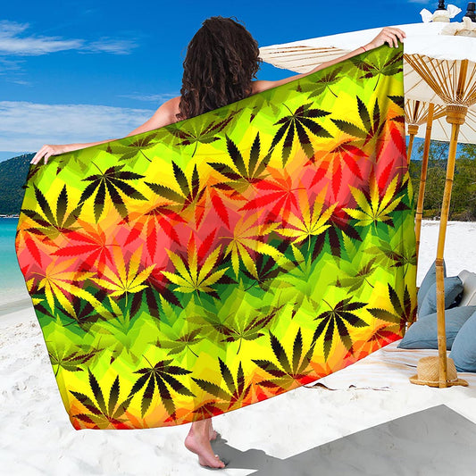 Hemp Leaf Reggae Pattern Print Beach Sarong Wrap