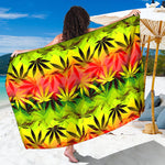 Hemp Leaf Reggae Pattern Print Beach Sarong Wrap