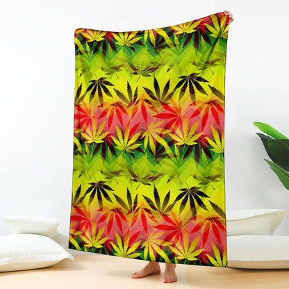 Hemp Leaf Reggae Pattern Print Blanket
