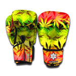Hemp Leaf Reggae Pattern Print Boxing Gloves