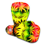 Hemp Leaf Reggae Pattern Print Boxing Gloves