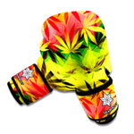 Hemp Leaf Reggae Pattern Print Boxing Gloves