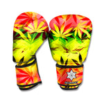 Hemp Leaf Reggae Pattern Print Boxing Gloves