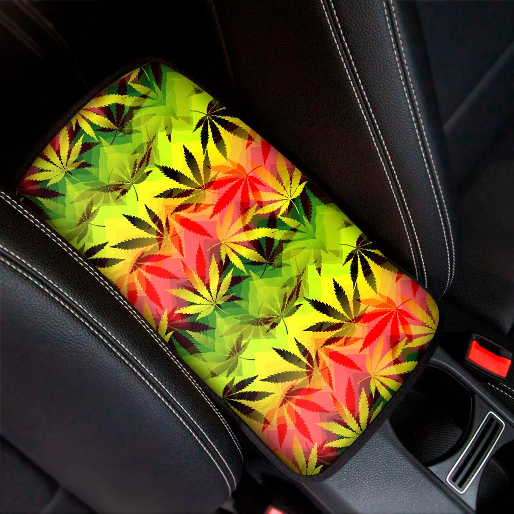 Hemp Leaf Reggae Pattern Print Car Center Console Cover