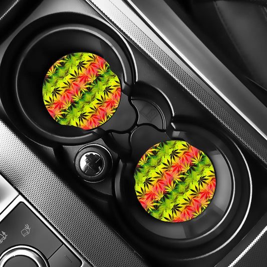 Hemp Leaf Reggae Pattern Print Car Coasters