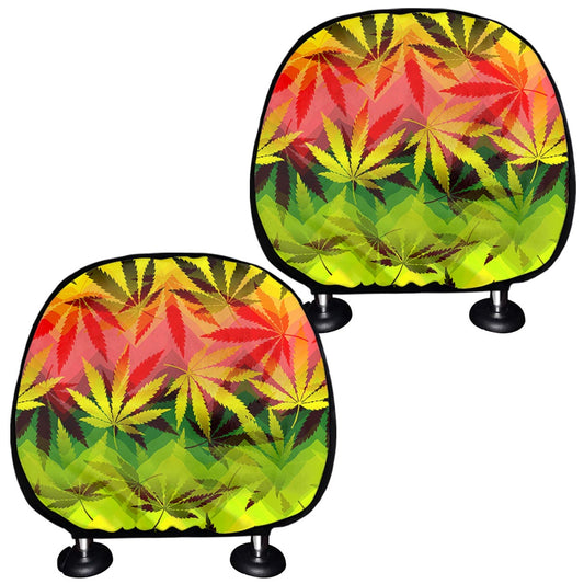 Hemp Leaf Reggae Pattern Print Car Headrest Covers