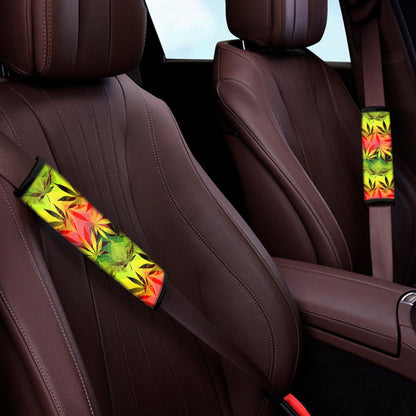 Hemp Leaf Reggae Pattern Print Car Seat Belt Covers