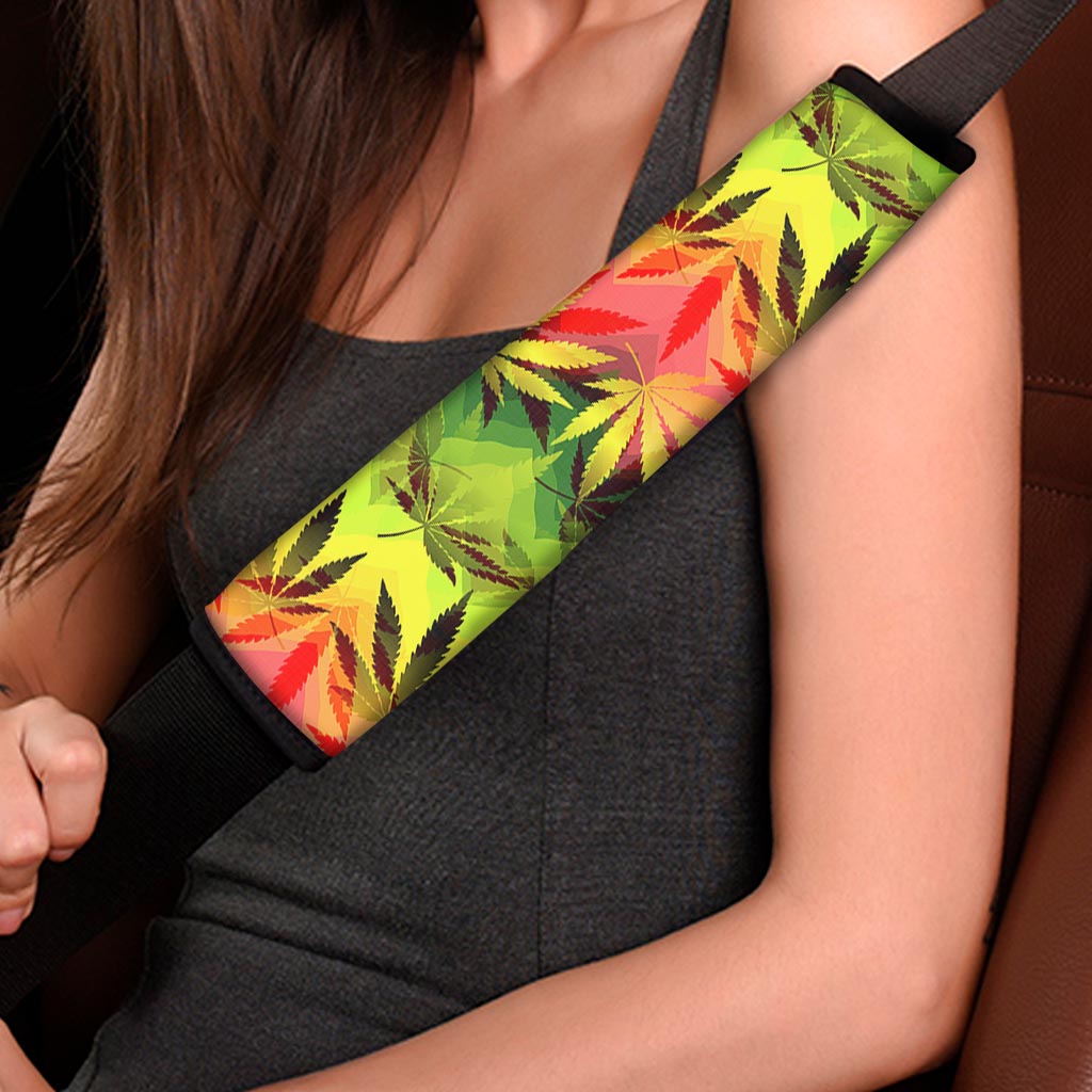 Hemp Leaf Reggae Pattern Print Car Seat Belt Covers