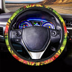 Hemp Leaf Reggae Pattern Print Car Steering Wheel Cover