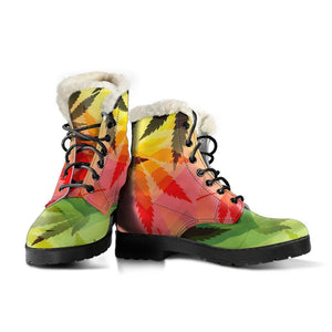 Hemp Leaf Reggae Pattern Print Comfy Boots GearFrost