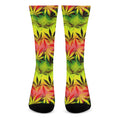 Hemp Leaf Reggae Pattern Print Crew Socks