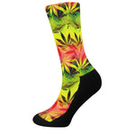 Hemp Leaf Reggae Pattern Print Crew Socks