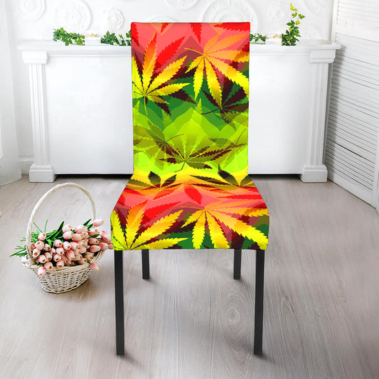 Hemp Leaf Reggae Pattern Print Dining Chair Slipcover
