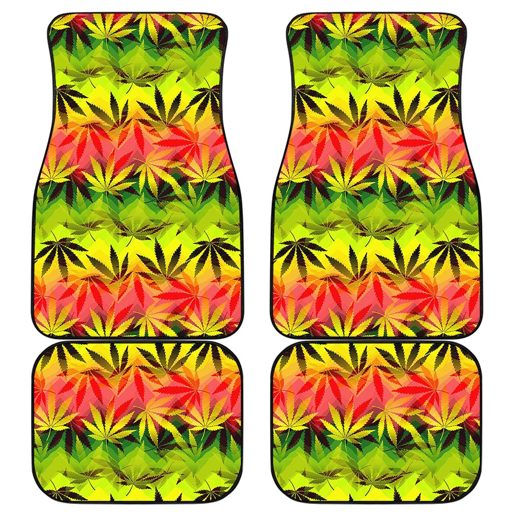 Hemp Leaf Reggae Pattern Print Front and Back Car Floor Mats