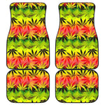 Hemp Leaf Reggae Pattern Print Front and Back Car Floor Mats