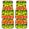 Hemp Leaf Reggae Pattern Print Front and Back Car Floor Mats