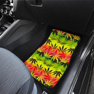 Hemp Leaf Reggae Pattern Print Front and Back Car Floor Mats