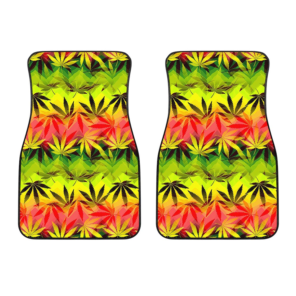 Hemp Leaf Reggae Pattern Print Front Car Floor Mats