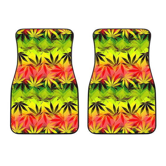 Hemp Leaf Reggae Pattern Print Front Car Floor Mats