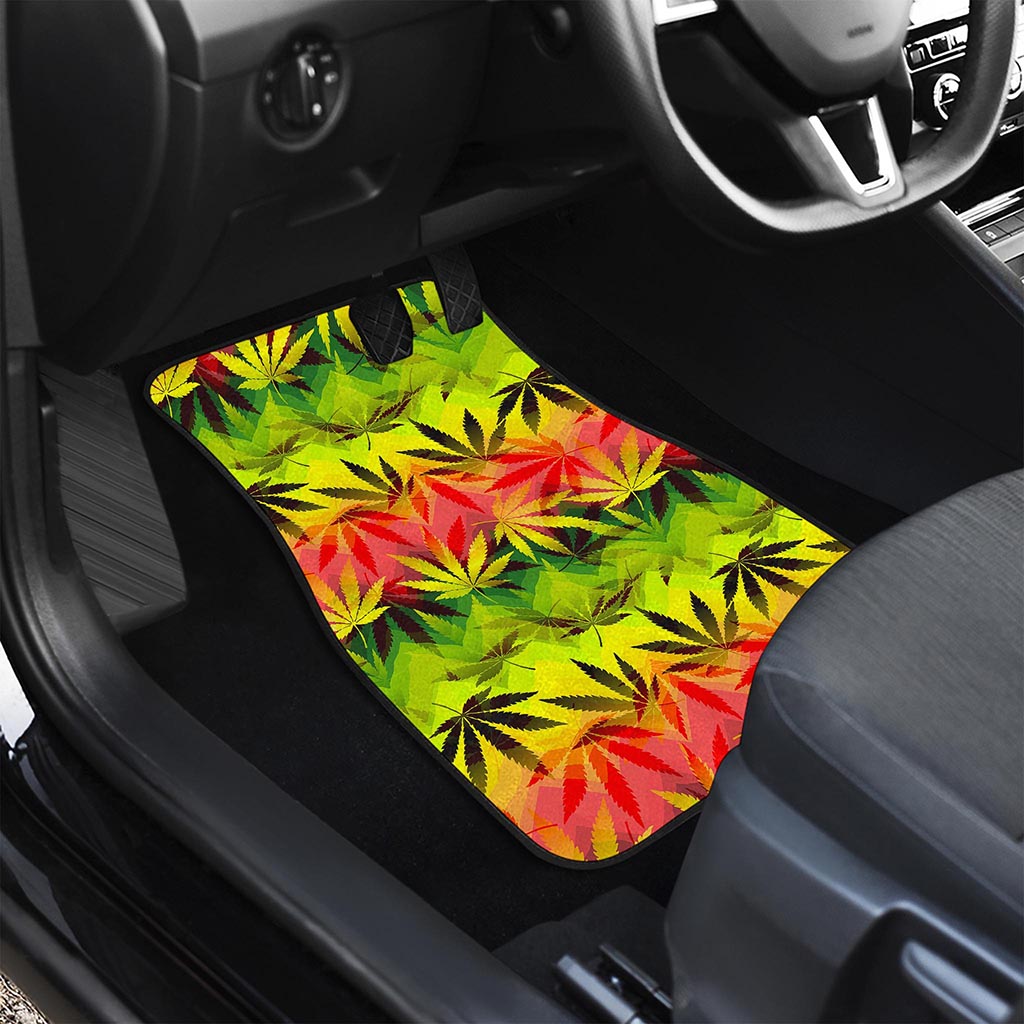 Hemp Leaf Reggae Pattern Print Front Car Floor Mats