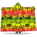 Hemp Leaf Reggae Pattern Print Hooded Blanket