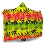 Hemp Leaf Reggae Pattern Print Hooded Blanket