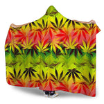 Hemp Leaf Reggae Pattern Print Hooded Blanket