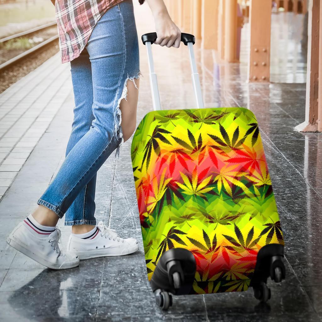 Hemp Leaf Reggae Pattern Print Luggage Cover GearFrost
