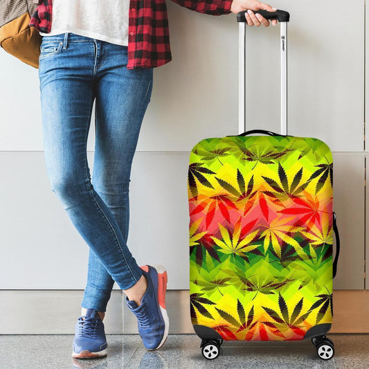 Hemp Leaf Reggae Pattern Print Luggage Cover GearFrost