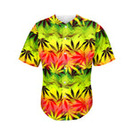 Hemp Leaf Reggae Pattern Print Men's Baseball Jersey