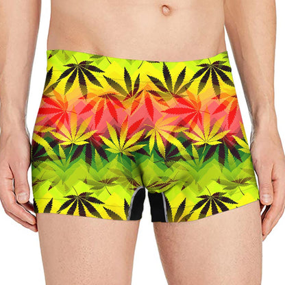 Hemp Leaf Reggae Pattern Print Men's Boxer Briefs