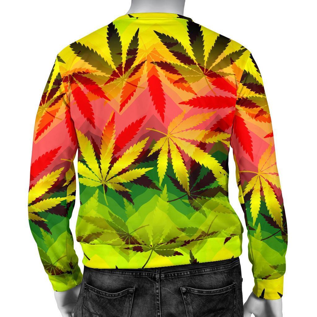 Hemp Leaf Reggae Pattern Print Men's Crewneck Sweatshirt GearFrost