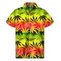Hemp Leaf Reggae Pattern Print Men's Short Sleeve Shirt