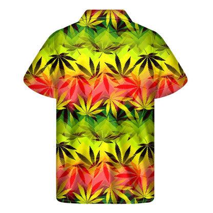 Hemp Leaf Reggae Pattern Print Men's Short Sleeve Shirt