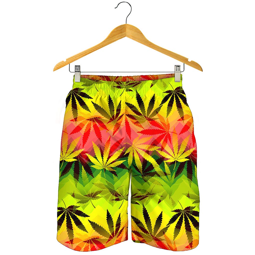Hemp Leaf Reggae Pattern Print Men's Shorts