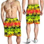 Hemp Leaf Reggae Pattern Print Men's Shorts