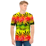 Hemp Leaf Reggae Pattern Print Men's T-Shirt