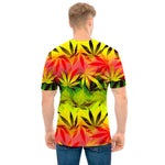 Hemp Leaf Reggae Pattern Print Men's T-Shirt