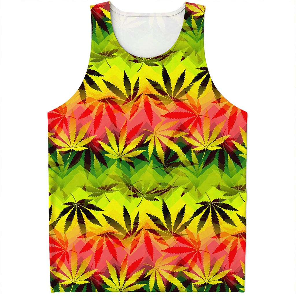 Hemp Leaf Reggae Pattern Print Men's Tank Top