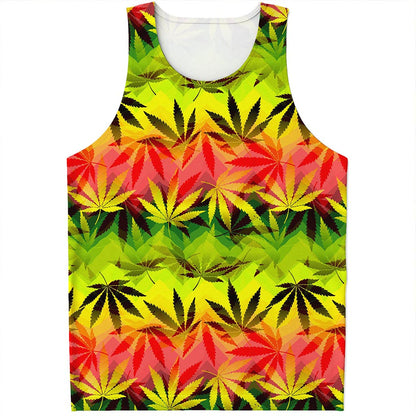 Hemp Leaf Reggae Pattern Print Men's Tank Top