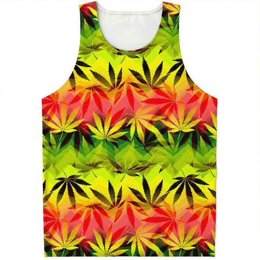 Hemp Leaf Reggae Pattern Print Men's Tank Top